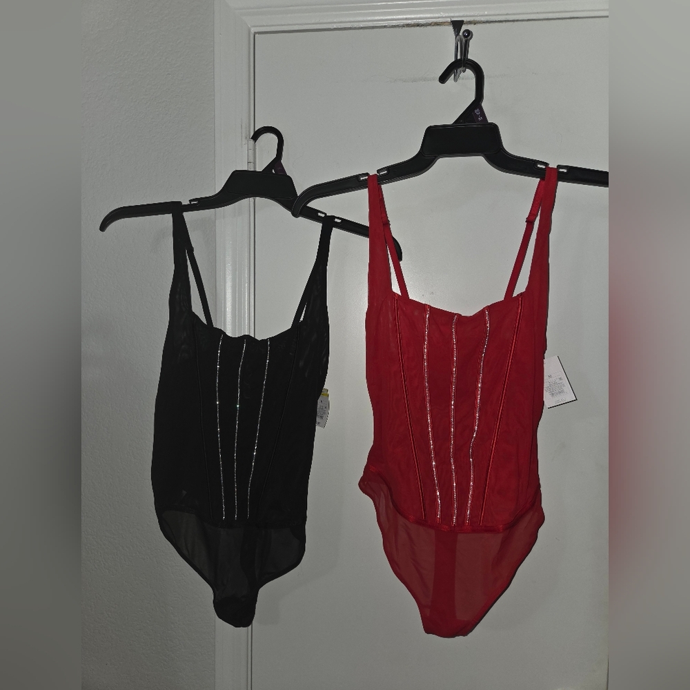 Red and Black Rhinstone Sleepwear BUNDLE Sizes L M